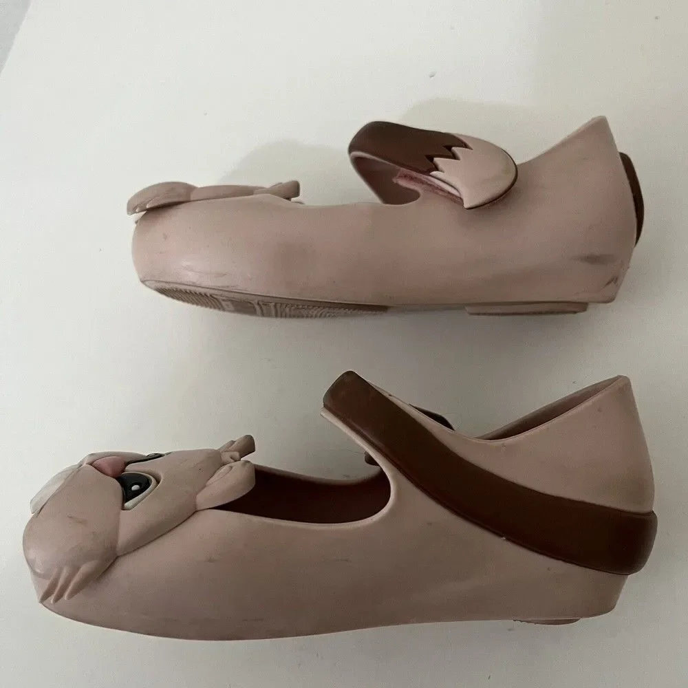 Mini Melissa Ultragirl Pink Chipmunk Mary Jane Flats Shoes Toddler Girls Size 8